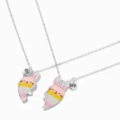 Colliers à pendentif cœur fendu lapin best friends - Lot de 2