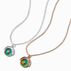 Colliers à pendentif d’humeur fidget spinner boussole « Love » best friends - Lot de 2