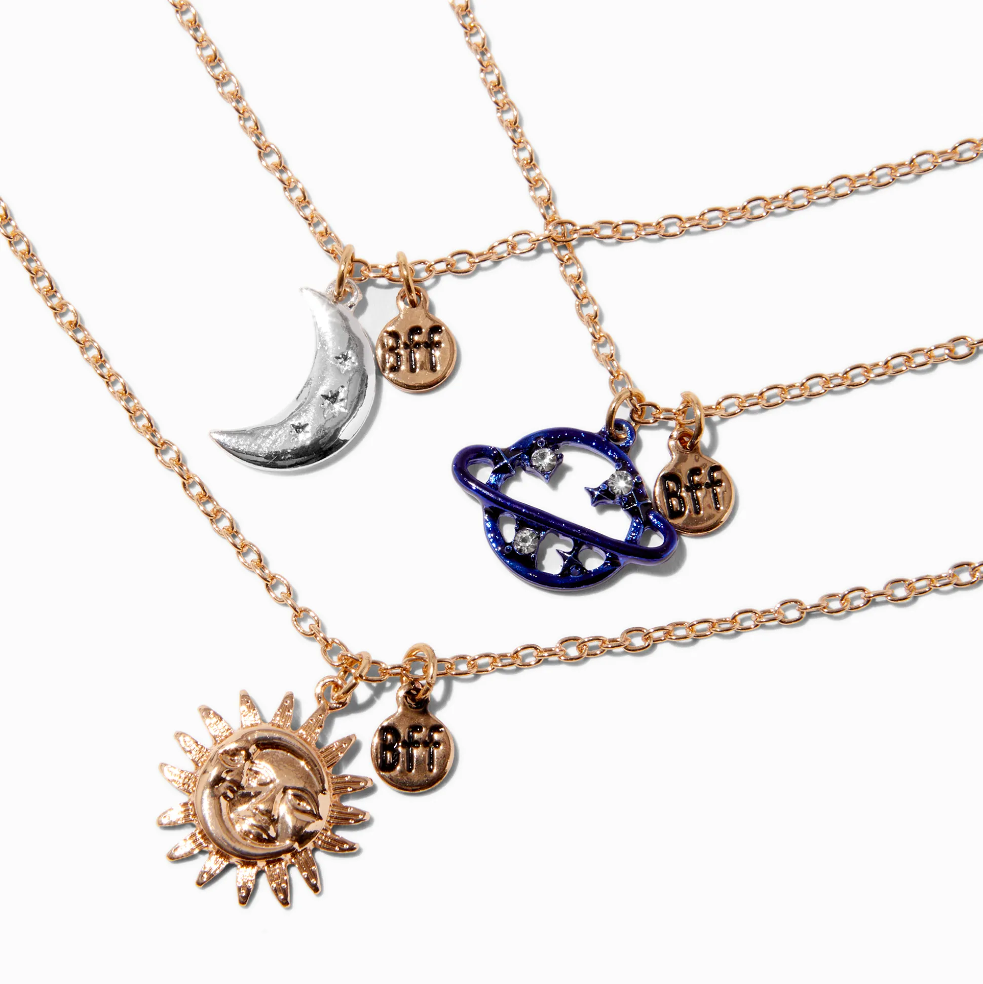 Colliers à pendentif espace best friends - Lot de 3