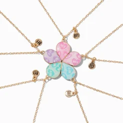 Colliers à pendentif fleurs à paillettes best friends - Lot de 5