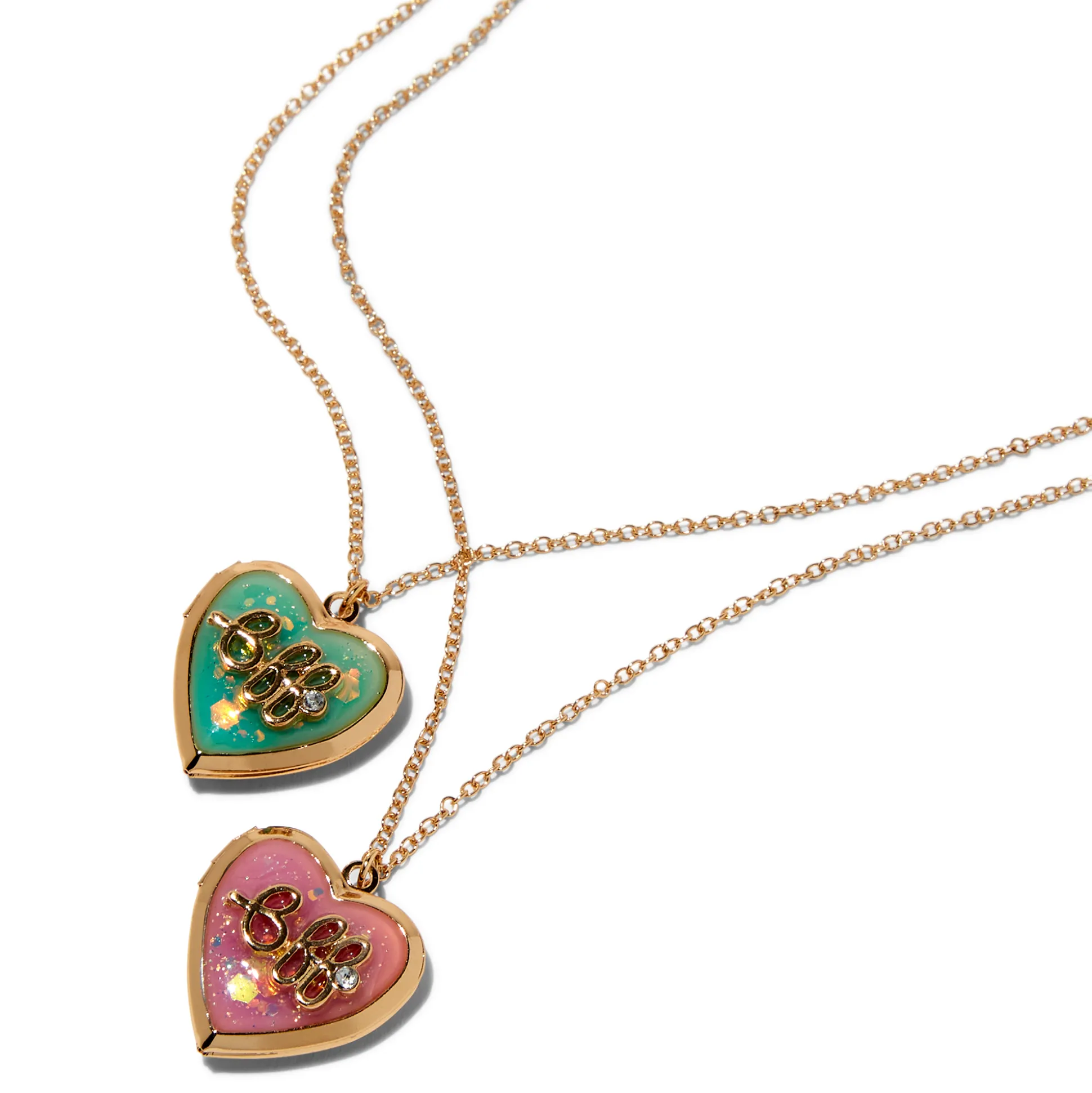 Colliers à pendentif médaillon changeant de couleur UV « BFF » Best Friends - Lot de 2