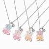 Colliers à pendentif nounours avec dégradé de tons iridescents best friends - Lot de 4