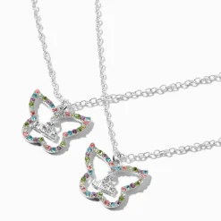 Colliers à pendentif papillon pour grande sœur et petite sœur Best Friends - Lot de 2