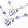 Colliers à pendentif perlés perle d'imitation papillon et cœur violet best friends - Lot de 2