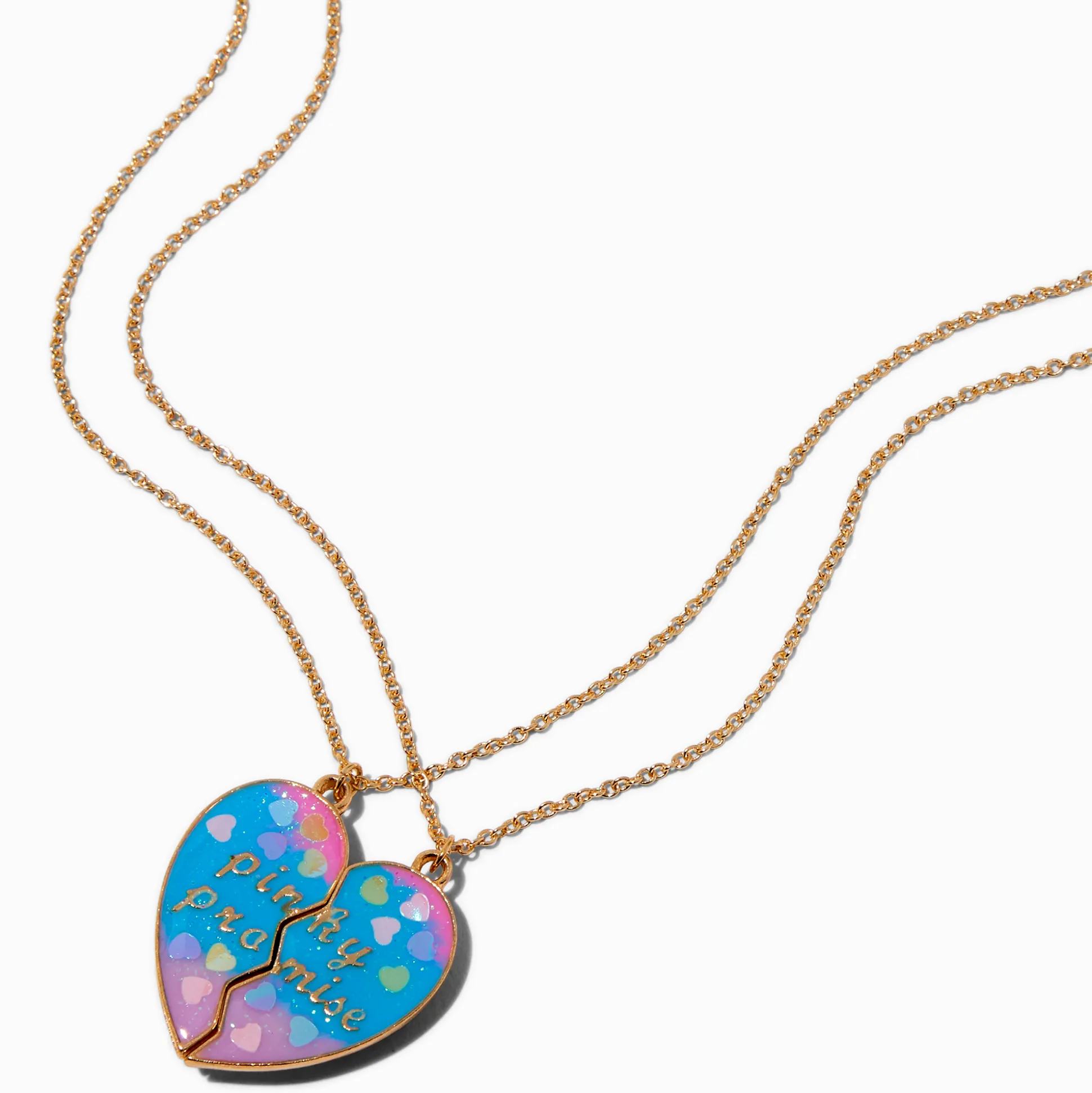 Colliers à pendentif Promesse du petit doigt cœur fendu best friends - Lot de 2