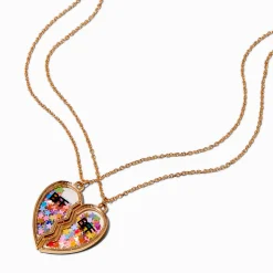 Colliers à pendentif shaker cœur fendu best friends - Lot de 2
