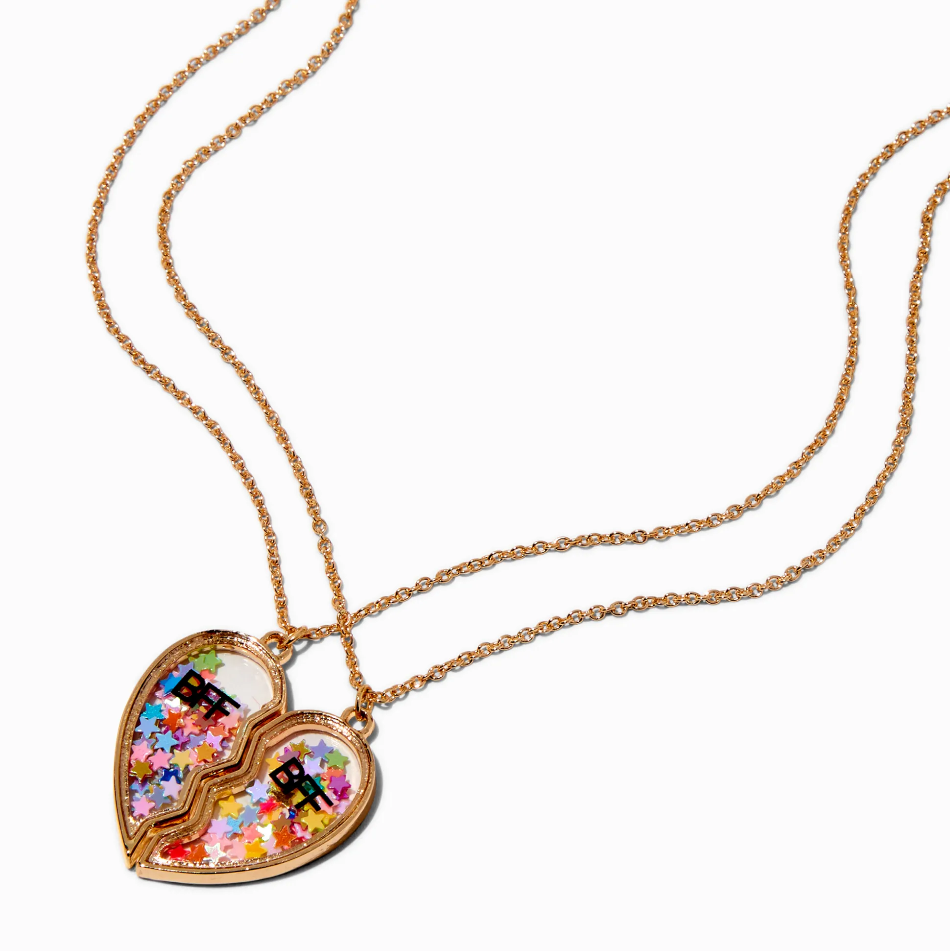 Colliers à pendentif shaker cœur fendu best friends - Lot de 2