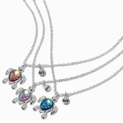Colliers à pendentif tortue iridescente Best Friends - Lot de 3