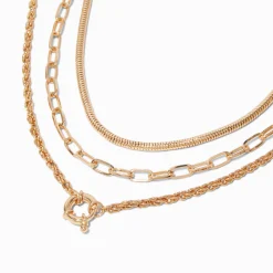 Colliers de chaîne couleur dorée - Lot de 3