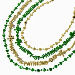 Colliers perlés à trèfles Saint-Patrick - Lot de 4