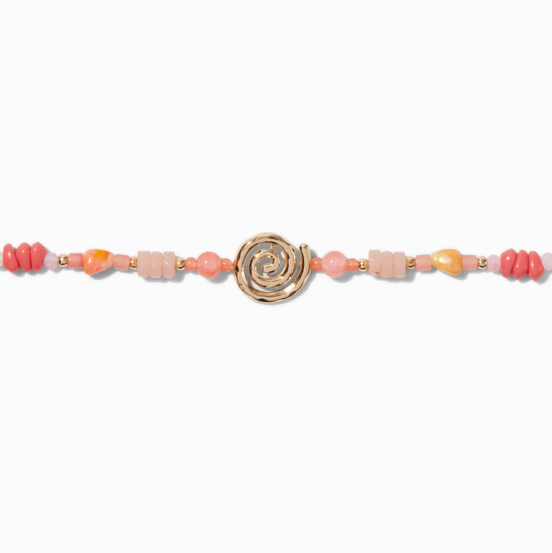 Coral Beaded Gold-tone Swirl Choker Necklace