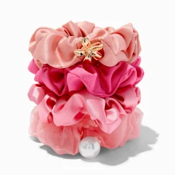 Coral Mixed Hair Scrunchies - 4 Pack