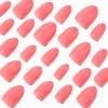Coral Pink Glossy Short Almond Vegan Faux Nail Set - 24 Pack