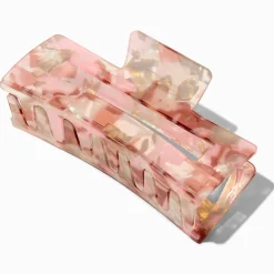 Coral Tortoiseshell Rectangular Hair Claw