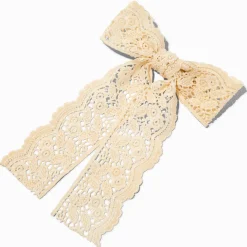 Cream Lace Hair Bow Clip