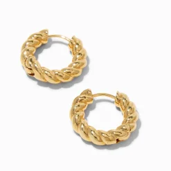Créoles à charnière torsadées 12 mm couleur dorée C LUXE by Claire’s