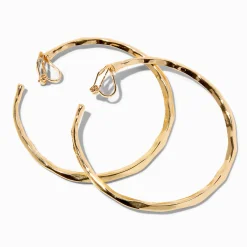 Créoles à clip effet fondu 60 mm couleur dorée