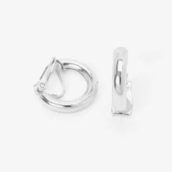 Créoles à clip tubulaires 20 mm couleur argentée