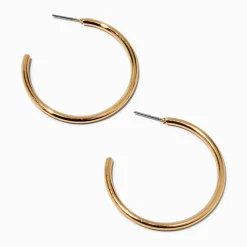 Créoles à tige arrière 40 mm couleur dorée