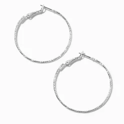 Créoles avec découpe laser 40 mm couleur argentée