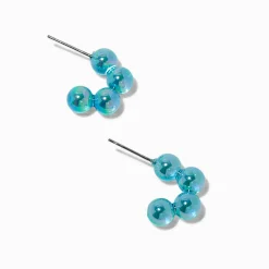 Créoles bulles en lucite bleues transparentes