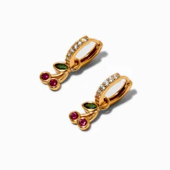 Créoles cerise en zircon cubique couleur or jaune C LUXE by Claire’s