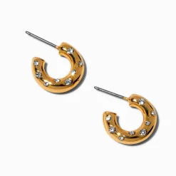 Créoles cloutées avec strass couleur dorée