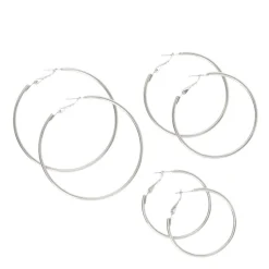 Créoles couleur argentés multi-tailles