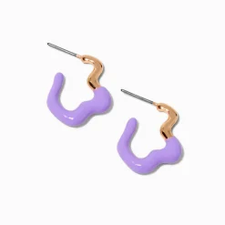 Créoles couleur dorée effet goutte violettes