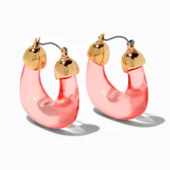 Créoles couleur dorée et acrylique rose clair