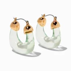 Créoles couleur dorée et en acrylique bleu clair