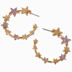 Créoles couleur dorée étoile pailletées