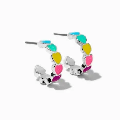 Créoles cœur arc-en-ciel phosphorescentes