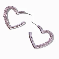 Créoles cœur strass anodisées violettes