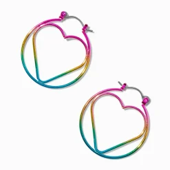 Créoles cœurs arc-en-ciel anodisées