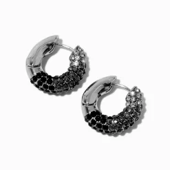 Créoles dégradé couleur argentée, noir et couleur hématite