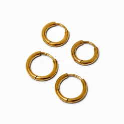 Créoles en acier inoxydable couleur dorée - Lot de 2