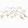 Créoles et clous d’oreilles variés couleur dorée et perles d’imitation - Lot de 9
