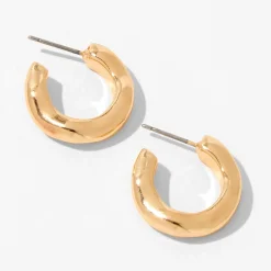 Créoles façon métal en fusion 20 mm couleur dorée