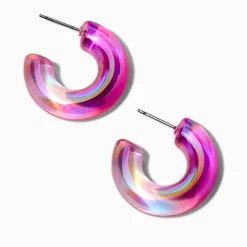 Créoles holographiques roses