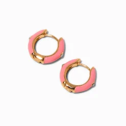 Créoles huggies émaillées roses