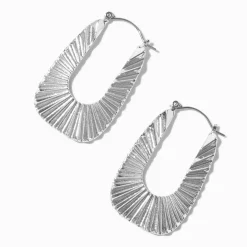 Créoles 40 mm carrées texturées couleur argentée