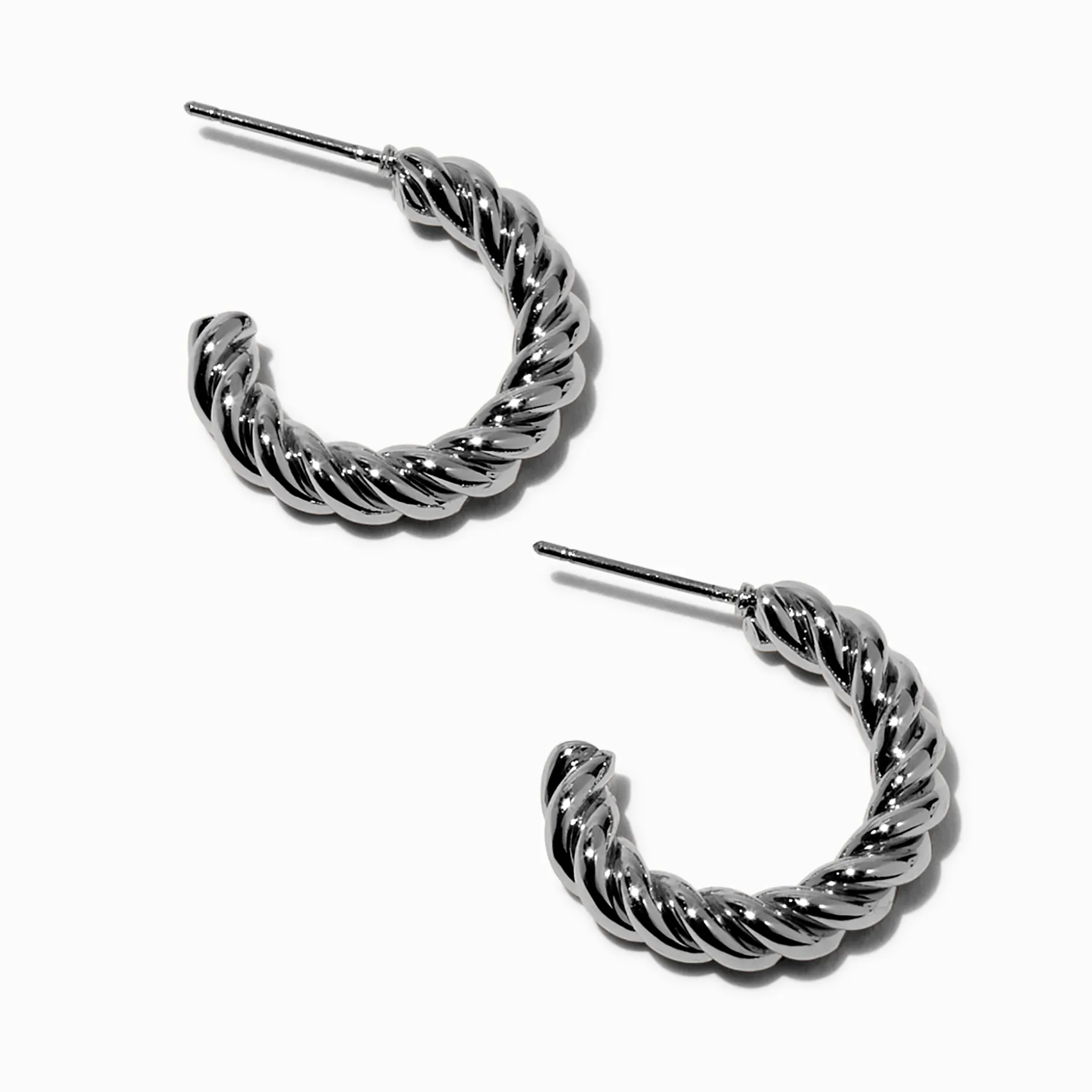 Créoles 20 mm corde torsadée couleur argentée