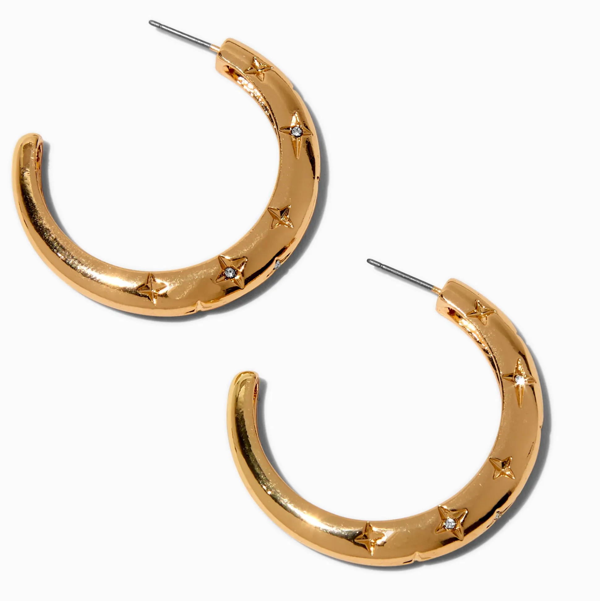 Créoles 50 mm martelées étoile couleur dorée