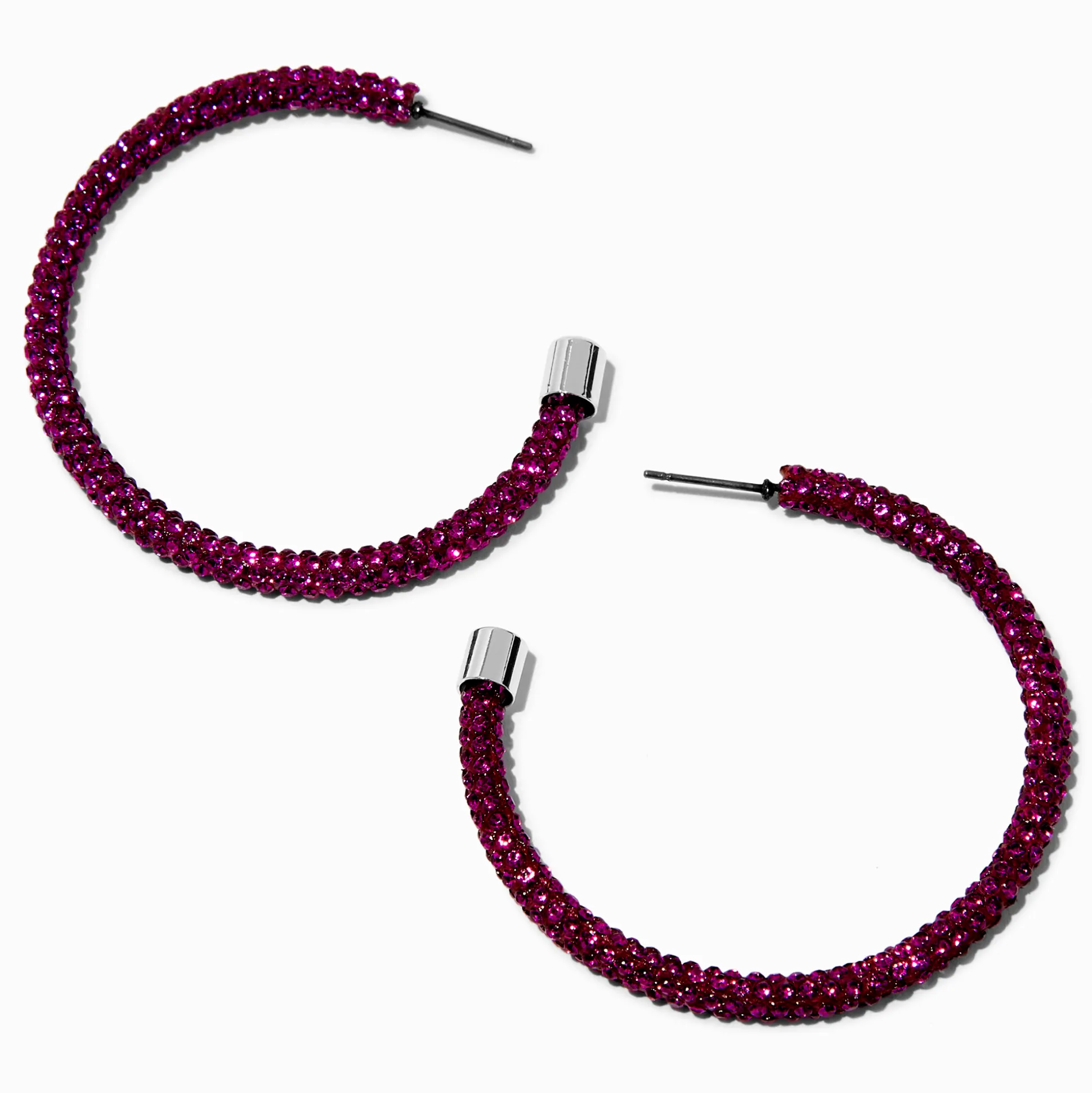 Créoles 50 mm strass pavé violettes