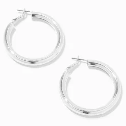 Créoles 40 mm tubulaires couleur argentée