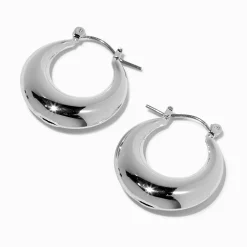 Créoles 22 mm tubulaires rondes couleur argentée