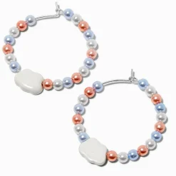 Créoles nuage perlé bleues et orange