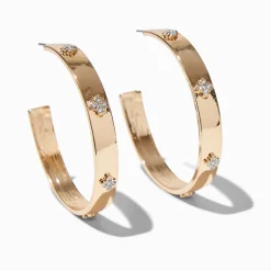 Créoles épaisses trèfle strass couleur dorée