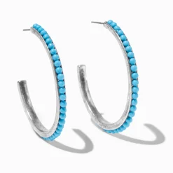 Créoles perlées en turquoise d'imitation cowgirl